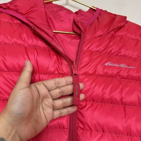 Eddie Bauer Jacket Girls Large 14/16 Puffer Ombre Pink Full Zip Reversible Hood - Picture 8 of 13